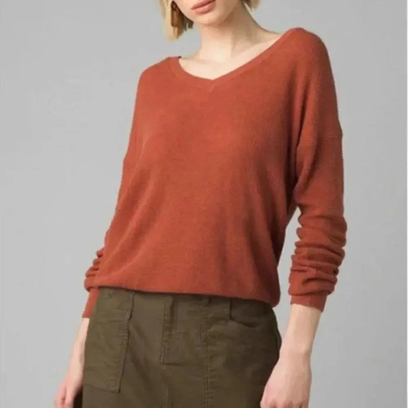 Prana Waffle Knit V Neck Sweater - Picture 1 of 12